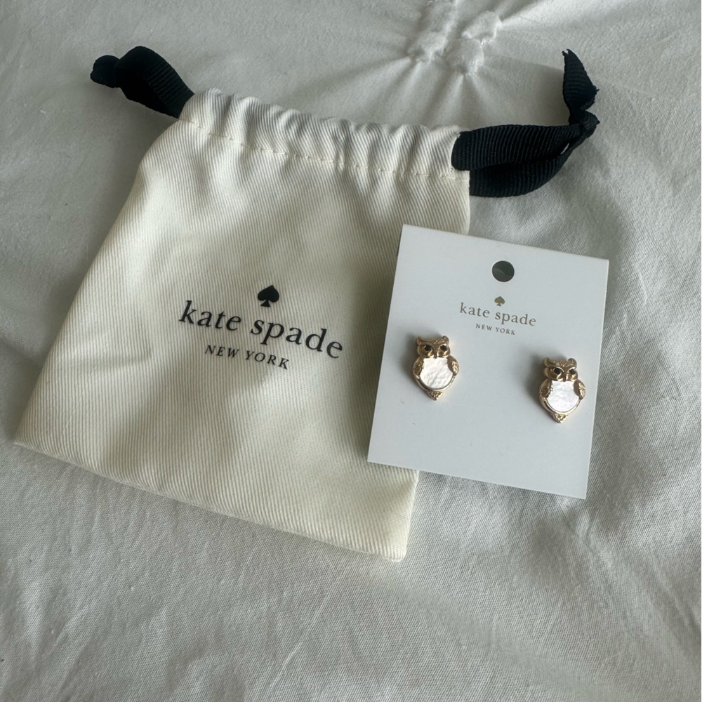 kate spade Gold and Opal Owl Stud Earrings